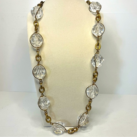 Vintage Kenneth Lane Bronze Tone and Lucite Statement Necklace - Picture 2 of 11